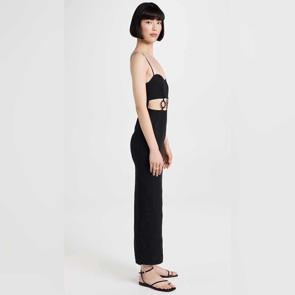 💫HP‼️💫 NWT Revolve RUMER 100% Linen “Bridget” Ring Maxi in Black, Size Large - Picture 4 of 17